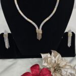 Elegant Taki Set Inspired White Stone & Dual-Tone Necklace