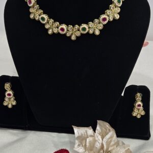 Vibrant Kundan with Floral Ruby & Emerald Stone Necklace Set