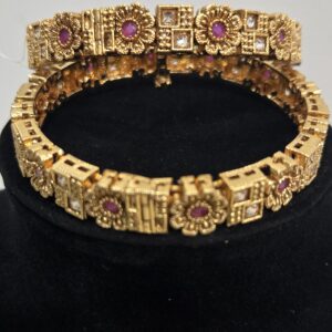 Regal Kundan & Ruby Stone Openable Bangle
