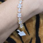 Dazzling Gold-Plated Floral & Teardrop Cubic Zirconia Bracelet