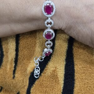 Dazzling White Gold Plated Ruby & Diamond Look Bracelet