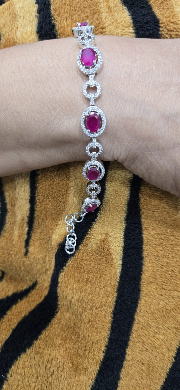 Dazzling White Gold Plated Ruby & Diamond Look Bracelet