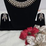 Elegant White Stone & Gold Plated Indian Necklace Set | Celebrity Style Statement Necklace