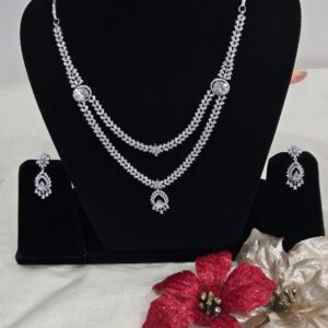 Elegant Silver Plated Long Chain Necklace Set