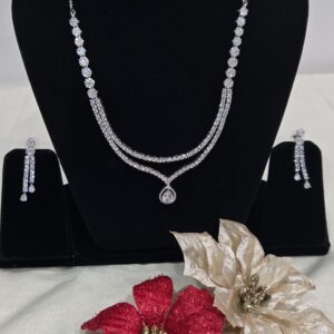 Dazzling Rhodium Plated CZ Necklace Set